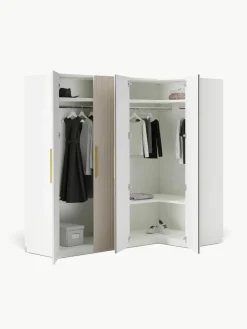 Modularer Eck-Kleiderschrank Simone, 215 cm Breite, mehrere Varianten