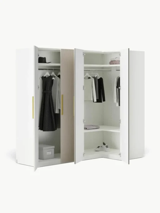 Modularer Eck-Kleiderschrank Simone, 215 cm Breite, mehrere Varianten
