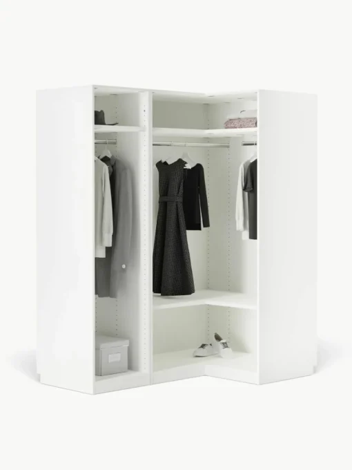 Modularer Eck-Kleiderschrank Leon, 165 cm Breite, mehrere Varianten