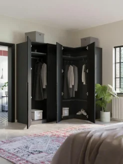 Modularer Eck-Kleiderschrank Leon, 215 cm Breite, mehrere Varianten