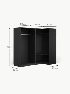 Modularer Eck-Kleiderschrank Simone, 215 cm Breite, mehrere Varianten