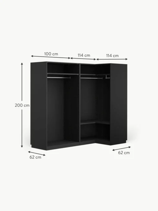 Modularer Eck-Kleiderschrank Simone, 215 cm Breite, mehrere Varianten