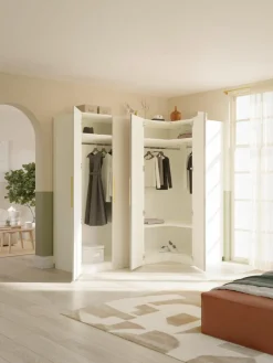 Modularer Eck-Kleiderschrank Simone, 215 cm Breite, mehrere Varianten