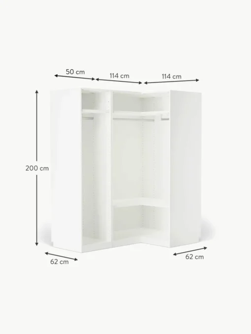 Modularer Eck-Kleiderschrank Leon, 165 cm Breite, mehrere Varianten