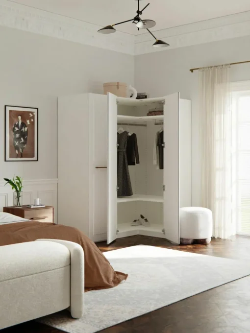 Modularer Eck-Kleiderschrank Charlotte, 165 cm Breite, mehrere Varianten