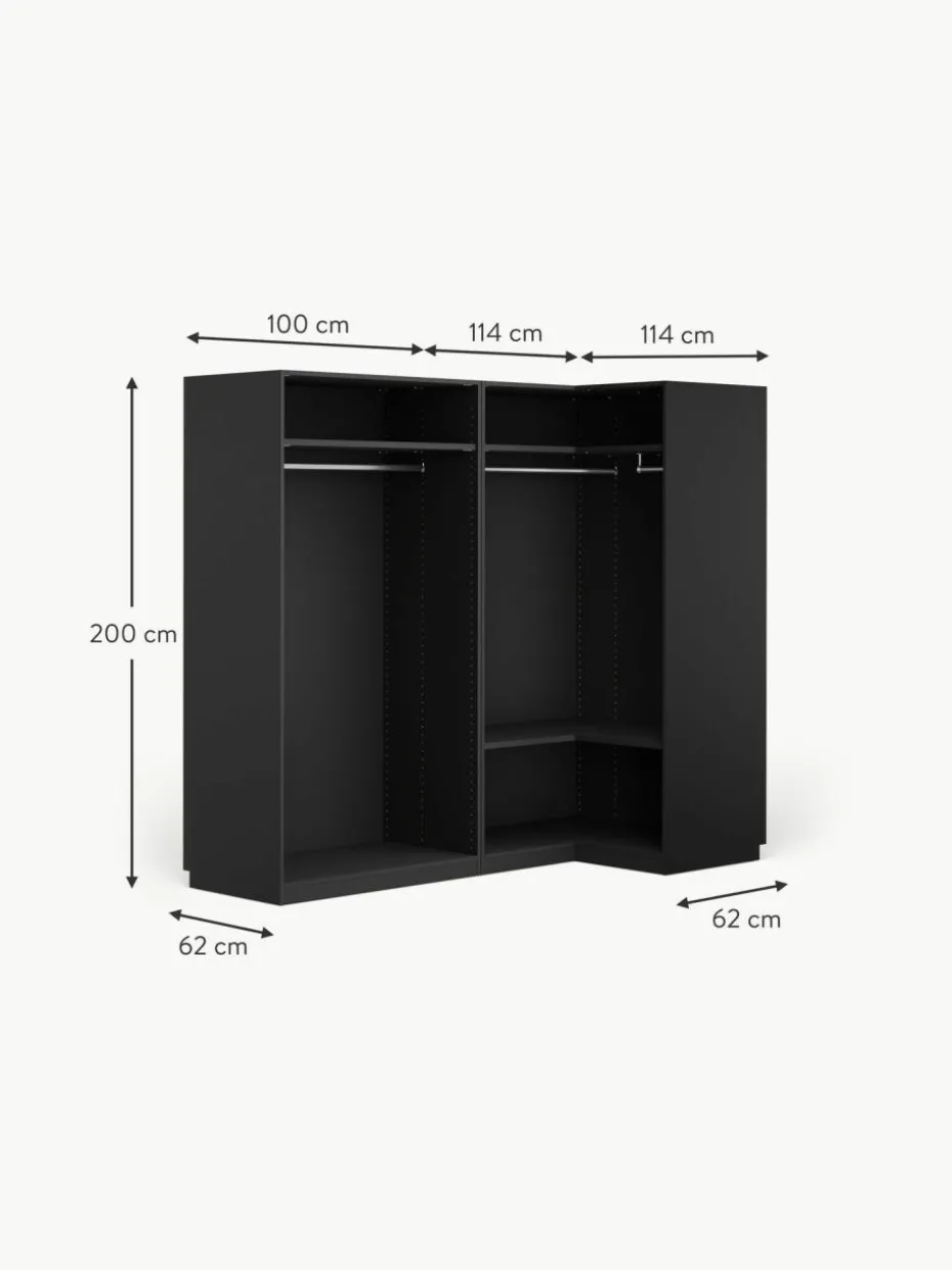 Modularer Eck-Kleiderschrank Leon, 215 cm Breite, mehrere Varianten