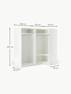 Modularer Eck-Kleiderschrank Charlotte, 215 cm Breite, mehrere Varianten
