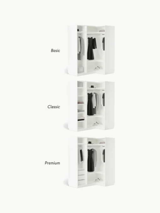 Modularer Eck-Kleiderschrank Leon, 165 cm Breite, mehrere Varianten