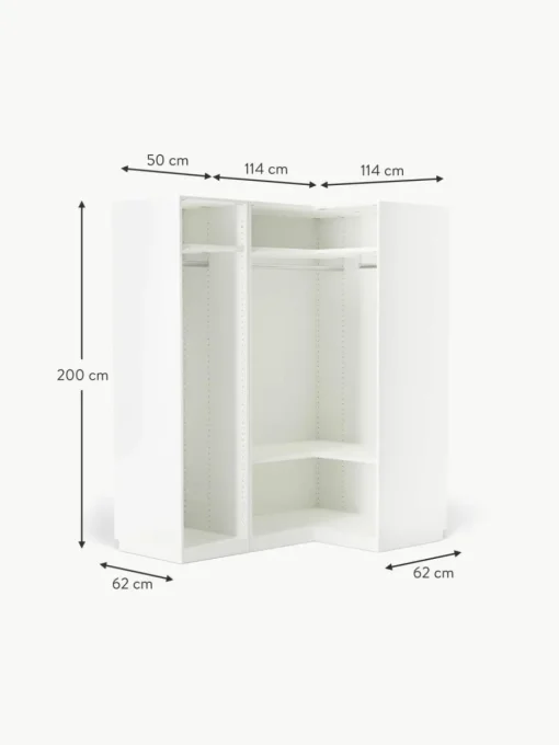 Modularer Eck-Kleiderschrank Charlotte, 165 cm Breite, mehrere Varianten