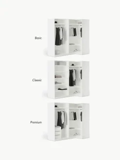 Modularer Eck-Kleiderschrank Charlotte, 215 cm Breite, mehrere Varianten