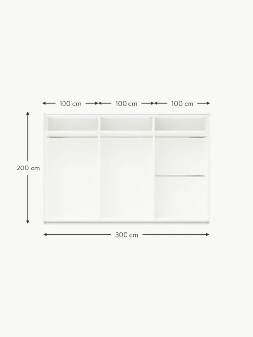 Modularer Schwebetürenschrank Charlotte, 300 cm Breite, mehrere Varianten