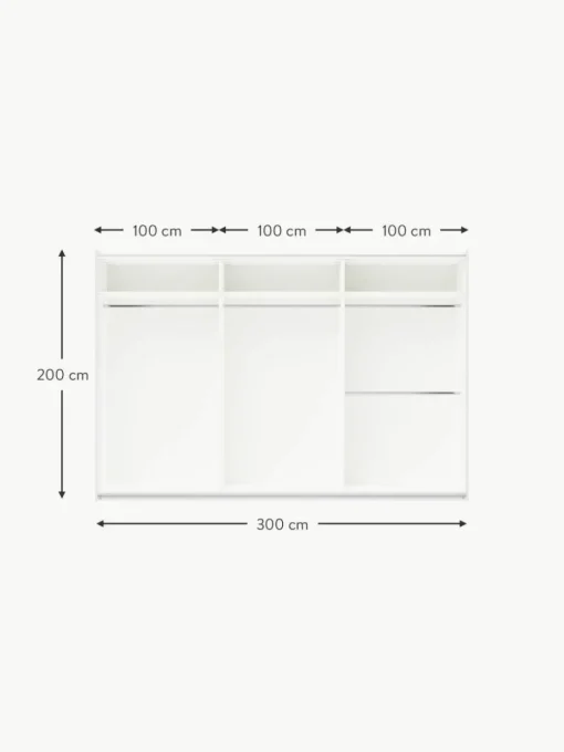 Modularer Schwebetürenschrank Leon, 300 cm Breite, mehrere Varianten