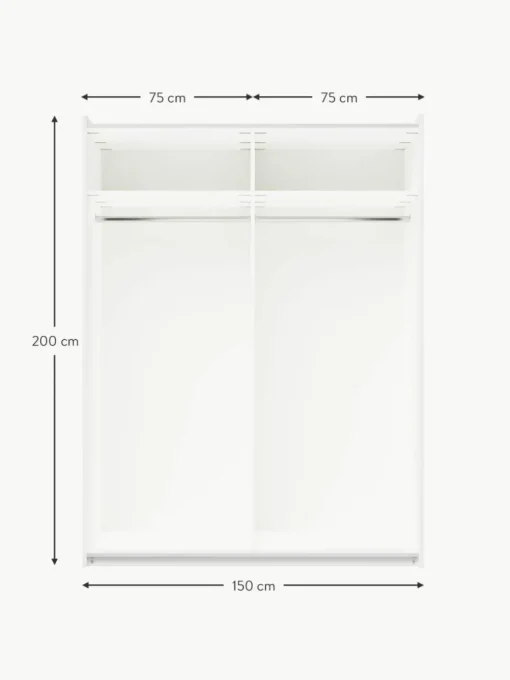 Modularer Schwebetürenschrank Simone, 150 cm Breite, mehrere Varianten