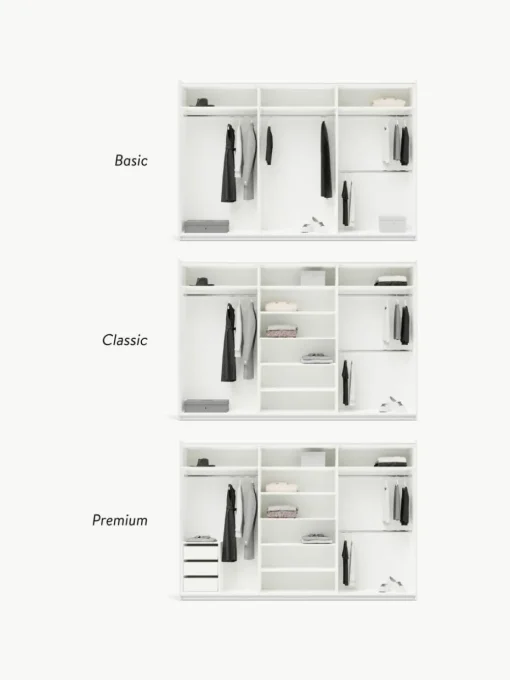 Modularer Schwebetürenschrank Leon, 300 cm Breite, mehrere Varianten