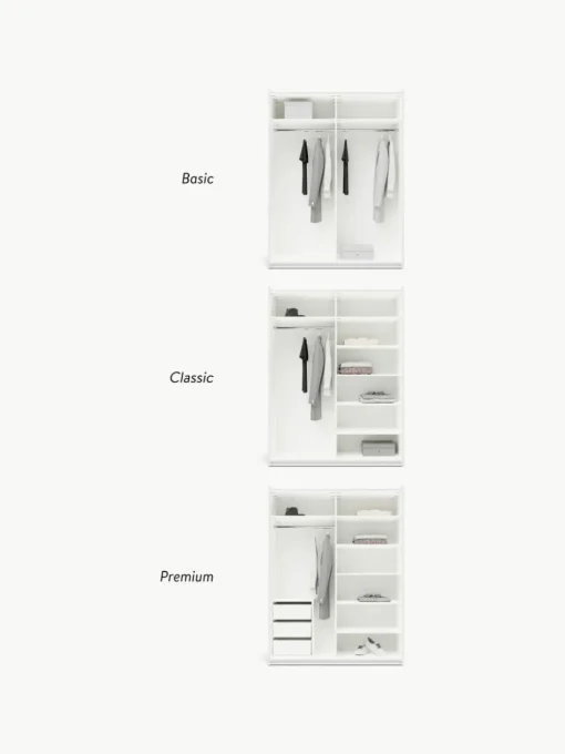 Modularer Schwebetürenschrank Leon, 150 cm Breite, mehrere Varianten