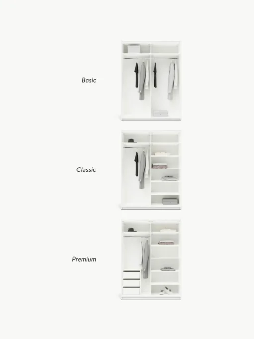 Modularer Schwebetürenschrank Simone, 150 cm Breite, mehrere Varianten