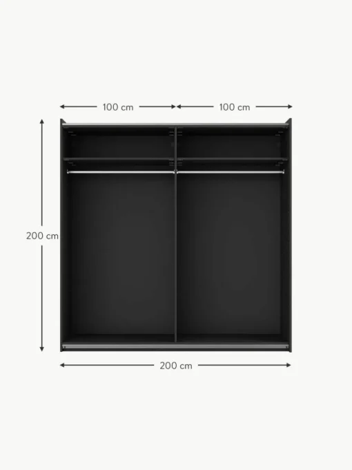 Modularer Schwebetürenschrank Leon, 200 cm Breite, mehrere Varianten