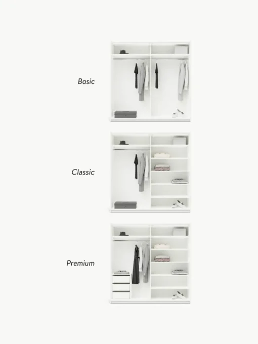 Modularer Schwebetürenschrank Charlotte, 200 cm Breite, mehrere Varianten