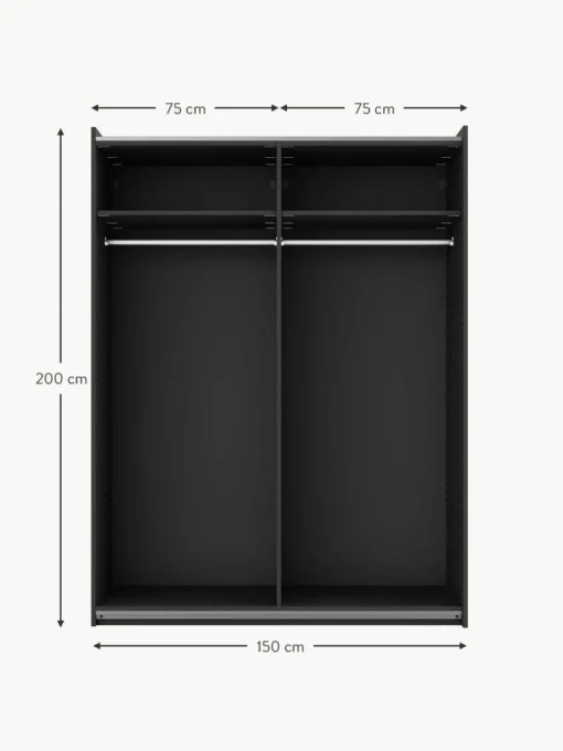 Modularer Schwebetürenschrank Simone, 150 cm Breite, mehrere Varianten