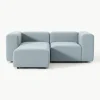 Modulares Bouclé-Sofa Lena (3-Sitzer) mit Hocker (links/rechts)