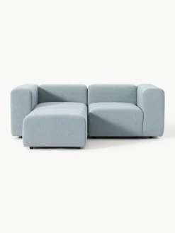 Modulares Bouclé-Sofa Lena (3-Sitzer) mit Hocker (links/rechts)