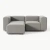 Modulares Bouclé-Sofa Lena (3-Sitzer) mit Hocker (links/rechts)