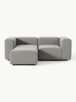Modulares Bouclé-Sofa Lena (3-Sitzer) mit Hocker (links/rechts)
