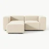 Modulares Bouclé-Sofa Lena (3-Sitzer) mit Hocker (links/rechts)