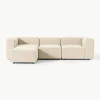 Modulares Bouclé-Sofa Lena (4-Sitzer) mit Hocker (links/rechts)