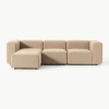 Modulares Bouclé-Sofa Lena (4-Sitzer) mit Hocker (links/rechts)