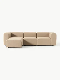 Modulares Bouclé-Sofa Lena (4-Sitzer) mit Hocker (links/rechts)