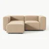 Modulares Bouclé-Sofa Lena (3-Sitzer) mit Hocker (links/rechts)