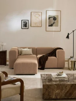 Modulares Bouclé-Sofa Lena (3-Sitzer) mit Hocker (links/rechts)