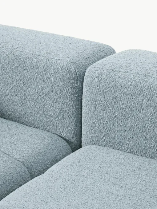 Modulares Bouclé-Sofa Lena (3-Sitzer) mit Hocker (links/rechts)