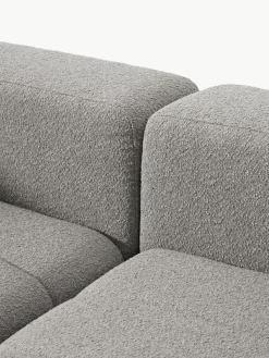 Modulares Bouclé-Sofa Lena (3-Sitzer) mit Hocker (links/rechts)