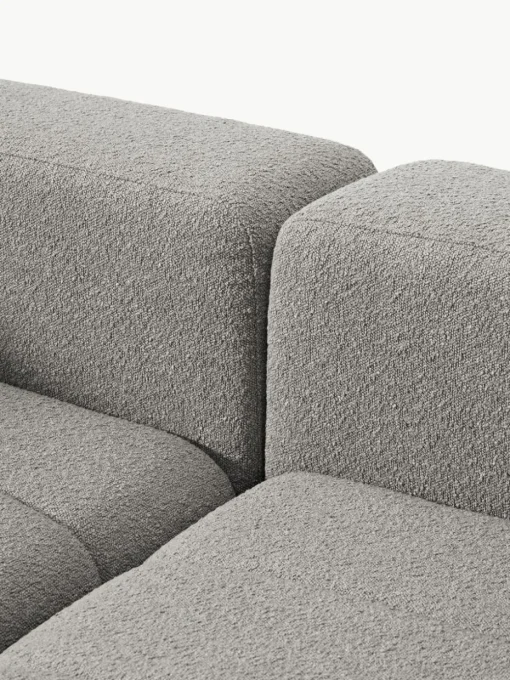 Modulares Bouclé-Sofa Lena (3-Sitzer) mit Hocker (links/rechts)