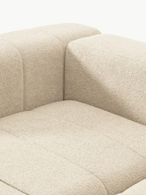Modulares Bouclé-Sofa Lena (4-Sitzer) mit Hocker (links/rechts)