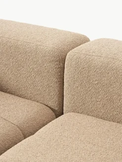 Modulares Bouclé-Sofa Lena (3-Sitzer) mit Hocker (links/rechts)