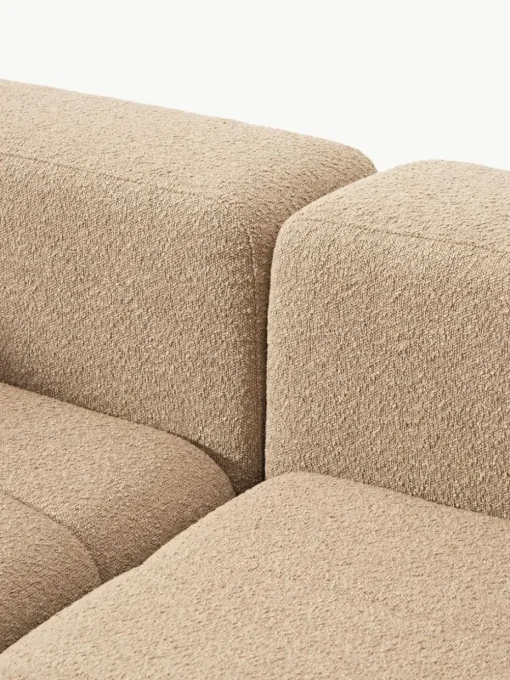 Modulares Bouclé-Sofa Lena (3-Sitzer) mit Hocker (links/rechts)