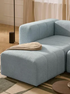 Modulares Bouclé-Sofa Lena (3-Sitzer) mit Hocker (links/rechts)