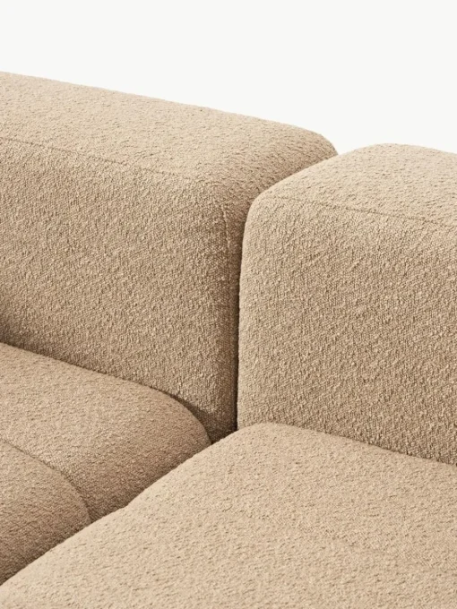 Modulares Bouclé-Sofa Lena (4-Sitzer) mit Hocker (links/rechts)
