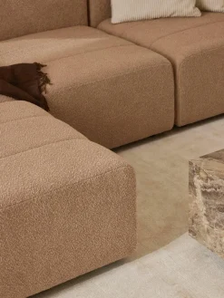 Modulares Bouclé-Sofa Lena (4-Sitzer) mit Hocker (links/rechts)
