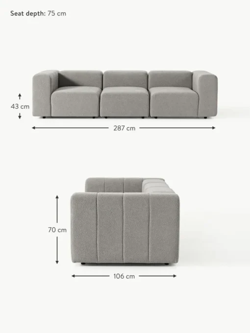 Modulares Bouclé-Sofa Lena (4-Sitzer)