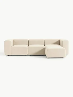 Modulares Bouclé-Sofa Lena (4-Sitzer) mit Hocker (links/rechts)