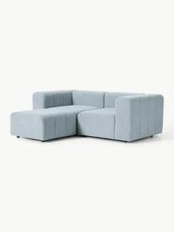 Modulares Bouclé-Sofa Lena (3-Sitzer) mit Hocker (links/rechts)