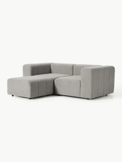 Modulares Bouclé-Sofa Lena (3-Sitzer) mit Hocker (links/rechts)