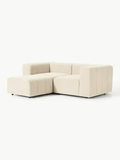 Modulares Bouclé-Sofa Lena (3-Sitzer) mit Hocker (links/rechts)