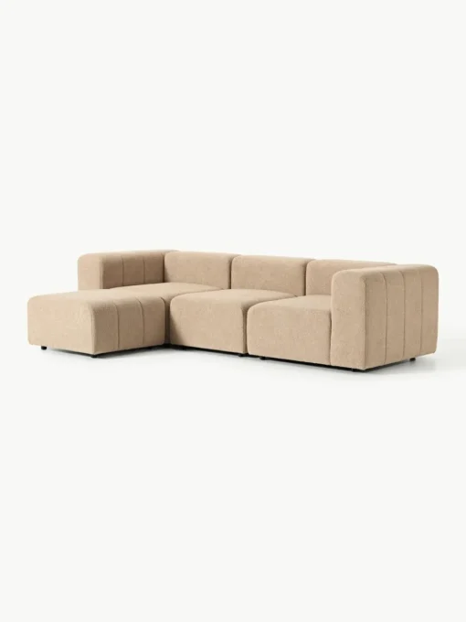 Modulares Bouclé-Sofa Lena (4-Sitzer) mit Hocker (links/rechts)