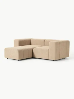 Modulares Bouclé-Sofa Lena (3-Sitzer) mit Hocker (links/rechts)