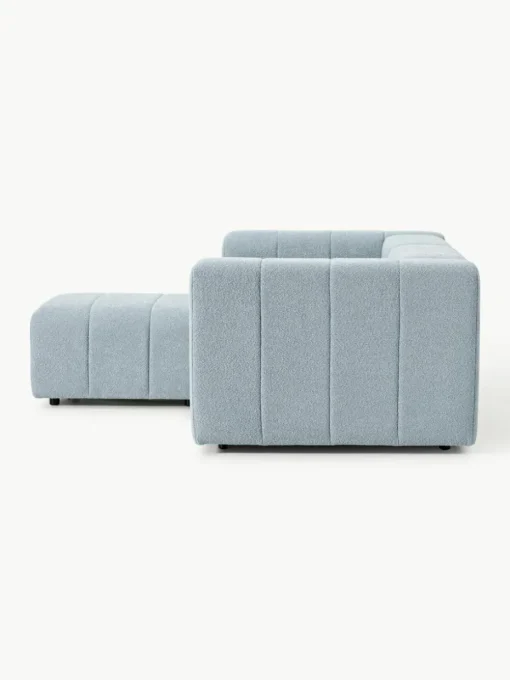 Modulares Bouclé-Sofa Lena (3-Sitzer) mit Hocker (links/rechts)